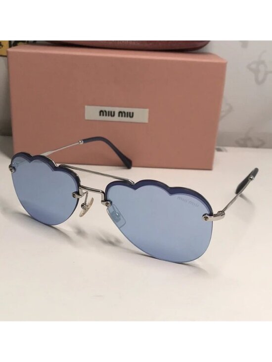 New Authentic Miu Miu Blue Cloud Sunglasses MU56U main image 8